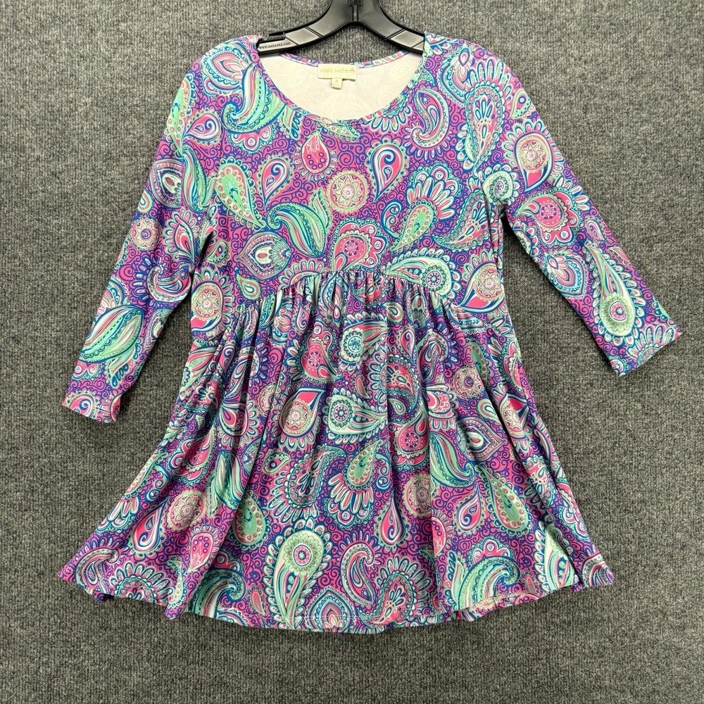 Simply Southern Top Womens S Purple Paisley Tunic Tropical Resort Coastal Casual